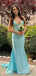 Elegant Teal Spaghetti Strap Mermaid Long Prom Dress Ideas, Evening Party Dresses,WGP1675