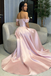Classy Off-Shoulder Satin Prom Dress A-Line Floor Length Evening Gown,WGP2160