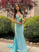 Elegant Teal Spaghetti Strap Mermaid Long Prom Dress Ideas, Evening Party Dresses,WGP1675