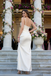 Stunning White Satin Cowl Neck Prom Dress with 3D Rosette Detail and Side Slit,WGP2198