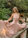 Elegant Pink One-Shoulder A-Line Long Prom Dress Ideas, Evening Party Dresses,WGP1747