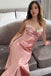 Elegant Pink Spaghetti Strap Mermaid Long Prom Dress Ideas, Evening Party Dresses,WGP1711