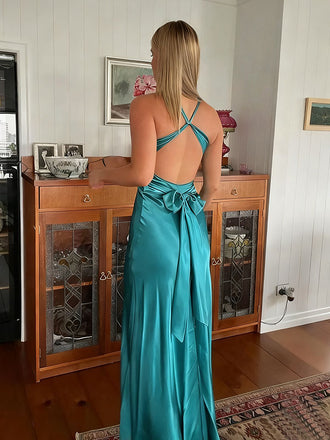 Elegant Teal V-Neck Mermaid Long Prom Dress Ideas, Evening Party Dresses,WGP1633