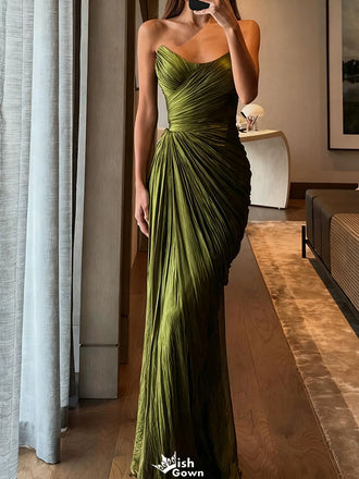 Charming Green Sweetheart Mermaid Long Prom Dress Ideas, Evening Party Dresses,WGP1850