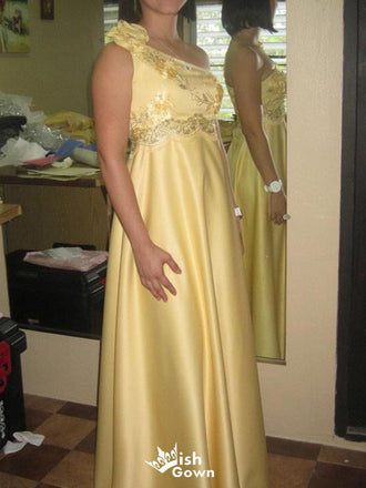 Elegant One-shoulder A-line Long Prom Dress Ideas, Evening Party Dresses,WGP1793