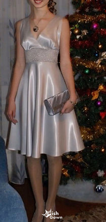 Elegant V-neck A-line Short Mini Homecoming Dress,EPT630