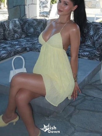 Sexy Halter V-neck A-line Short Mini Homecoming Dress,EPT653