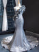 Elegant One Shoulder Embroidery Mermaid Lace up Back Party Dress Long Prom Dresses to Impress, WGP948