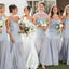 Elegant Blue Spaghetti Strap Sleeveless A-Line Long Bridesmaid Dresses Online,WGM449