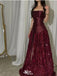 Elegant Red Sweetheart A-Line Long Prom Dress Ideas, Evening Party Dresses,WGP1911