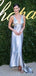 Elegant Silver V-Neck Mermaid Long Prom Dress Ideas, Evening Party Dresses,WGP1674