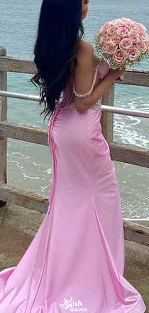 Sexy Off-shoulder Beadings Mermaid Long Prom Dress Ideas, Evening Party Dresses,WGP1211