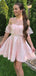 Cute Pink Off-Shoulder Short Sleeveless Homecoming Dresses For Birthday Party, EPT692