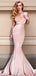 Sexy Pink V-Neck Mermaid Long Prom Dress Ideas, Evening Party Dresses,WGP1950