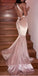 Sexy Pink V-Neck Mermaid Long Prom Dress Ideas, Evening Party Dresses,WGP1950