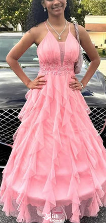 Elegant Spaghetti Strap A-line Long Prom Dress Ideas, Evening Party Dresses,WGP1235