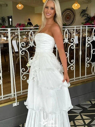 Elegant Straight Across Strapless A-line Long Prom Dress Ideas, Evening Party Dresses,WGP1250