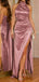 Elegant Pink Halter Mermaid Side Slit Long Prom Dress Ideas, Evening Party Dresses,WGP1663