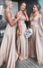 Elegant Champagne Spaghetti Strap Sleeveless A-Line Long Bridesmaid Dresses Online, WGM421