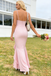 Chic Mermaid Pink Prom Gown Deep V-Neck Ruffled Trumpet Skirt Formal Wear,WGP2121