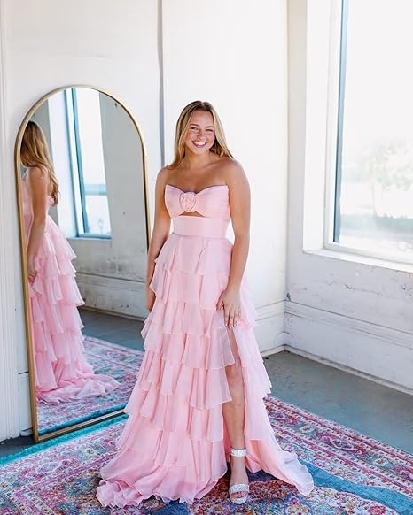 Elegant Pink Sweetheart  Long Prom Dress Ideas, Evening Party Dresses,WGP1789