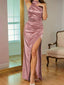 Elegant Pink Halter Mermaid Side Slit Long Prom Dress Ideas, Evening Party Dresses,WGP1663