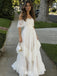 Unique White Lace Prom Gown Off-Shoulder Tiered A-Line Evening Dress,WGP2130