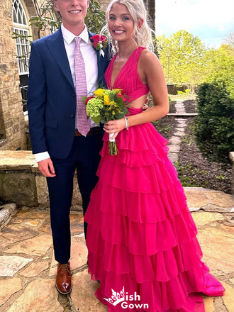 Gorgeous V-neck Cirss-Cross A-line Long Prom Dress Ideas, Evening Party Dresses,WGP1275