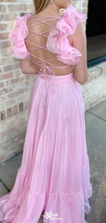 Elegant V-neck Spaghetti Strap A-line Long Prom Dress Ideas, Evening Party Dresses,WGP1277