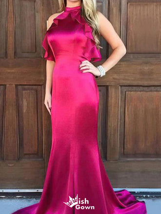 Elegant Halter Unique Mermaid Long Prom Dress Ideas, Evening Party Dresses,WGP1321
