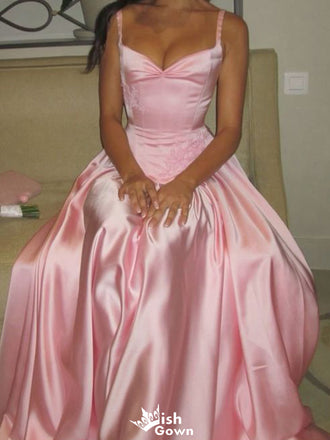 Elegant Spaghetti Strap A-line Unique Long Prom Dress Ideas, Evening Party Dresses,WGP1348