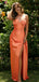 Pretty Orange Silk Satin Prom Dress Strapless Sweetheart Side Slit Long Formal Gown,WGP2051