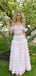Pretty Floral Off Shoulder Two-Piece Prom Dress Ruffled Tiered Maxi Skirt Set,WGP2168