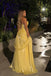 Unique Strapless Ruched Yellow Chiffon A-Line Prom Dresses, Evening Party Dresses,WGP2064