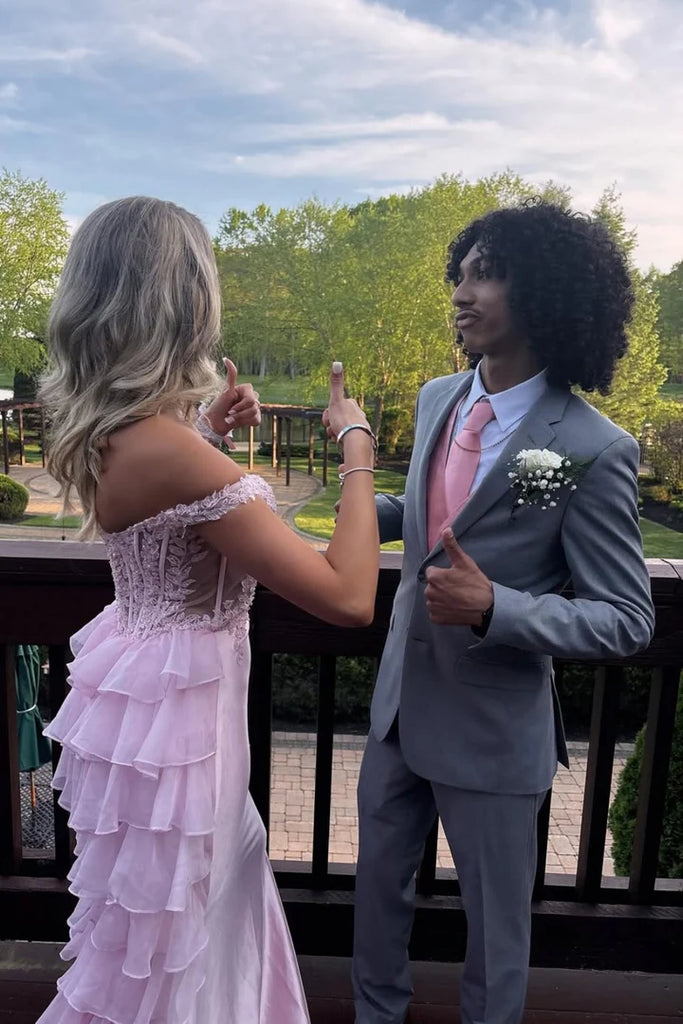 Elegant Floral Pink Off Shoulder Mermaid Long Prom Dress Ideas, Evening Party Dresses, WGP2038