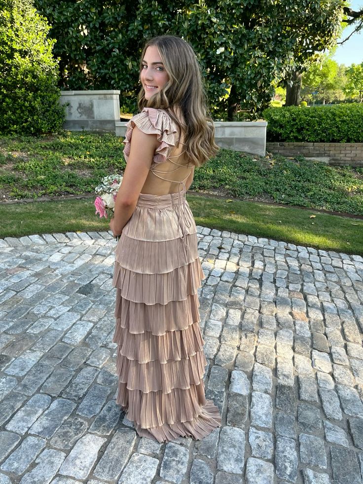 Elegant Champagne V-Neck Mermaid Long Prom Dress Ideas, Evening Party Dresses,WGP1843