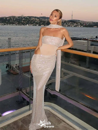 Sparkly Silver Sweetheart Mermaid Long Prom Dress Ideas, Evening Party Dresses,WGP1953