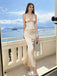 Elegant Champagne Satin Halter Prom Gown with Modern Cut-Out Boned Corset,WGP2192