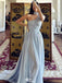 Elegant Blue One-Shoulder A-Line Long Prom Dress Ideas, Evening Party Dresses,WGP1651
