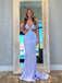Sparkly Blue Spaghetti Strap Mermaid Long Prom Dress Ideas, Evening Party Dresses,WGP1978