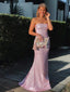 Sparkly Pink Sequin Bodycon Prom Dress Strapless Floor Length Party Gown,WGP2139
