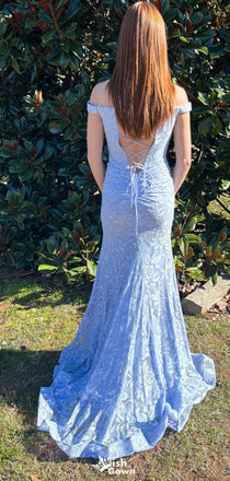 Gorgeous V-neck Notched Off-shoulder Mermaid Long Prom Dress Ideas, Evening Party Dresses,WGP1399