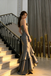 Unique Slate Blue Ruched Mermaid Prom Dress Spaghetti Strap Ruffle Tiered Gown,WGP2203