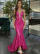 Modern Hot Pink Sequin Prom Gown Sexy Illusion V-Neck Mermaid Sparkly Evening Dress,WGP2090