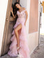 Charming Pink Sweetheart Side Slit Mermaid Long Prom Dress Ideas, Evening Party Dresses,WGP1954