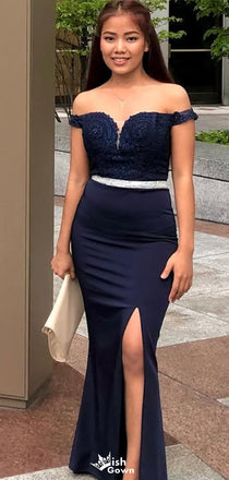 Elegant Off-shoulder Notched Mermaid Long Prom Dress Ideas, Evening Party Dresses,WGP1459