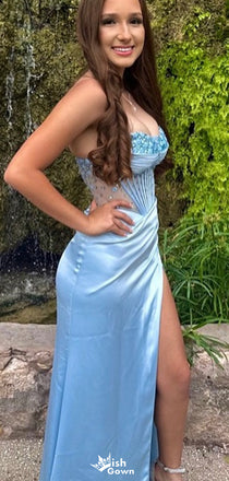 Elegant Strapless Scoop Mermaid Long Prom Dress Ideas, Evening Party Dresses,WGP1476
