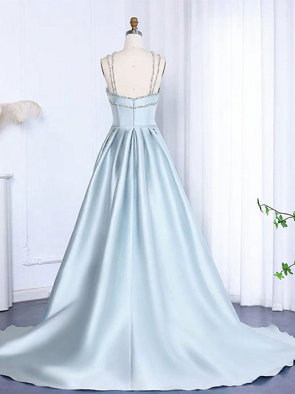 Unique Blue V-Neck Mermaid Long Prom Dress Ideas, Evening Party Dresses,WGP1778