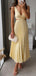 Elegant Yellow V-Neck A-Line Long Prom Dress Ideas, Evening Party Dresses,WGP1719