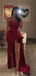 Sexy Burgundy Sweetheart Mermaid Side Slit Long Prom Dress Ideas, Evening Party Dresses, WGP1992